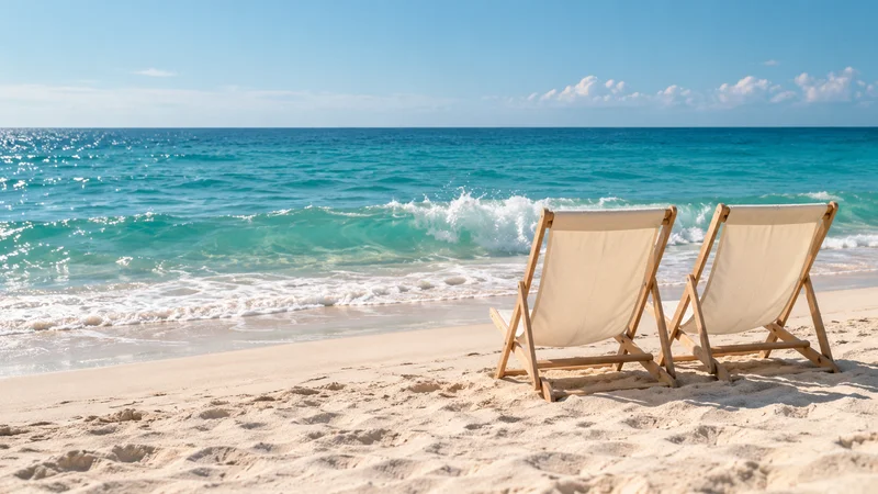 Two beach chairs facing the ocean